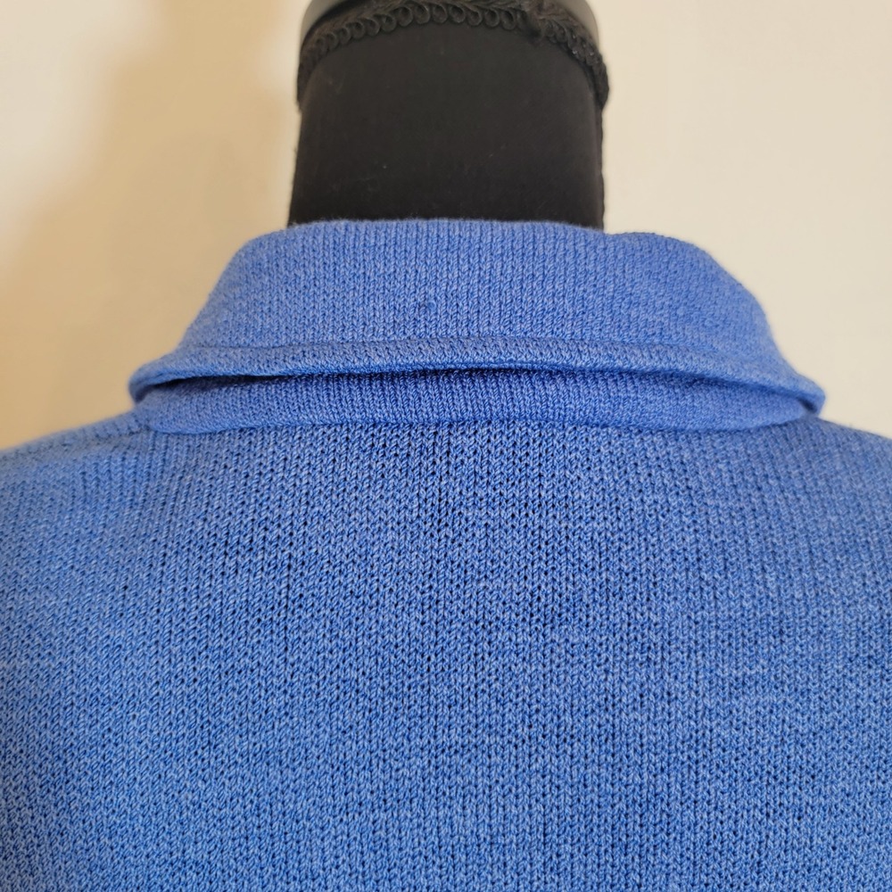 Y2K St. John Collection Santana Knit Blue Blazer Button Front Gold Academia Sz 8 - Picture 6 of 16